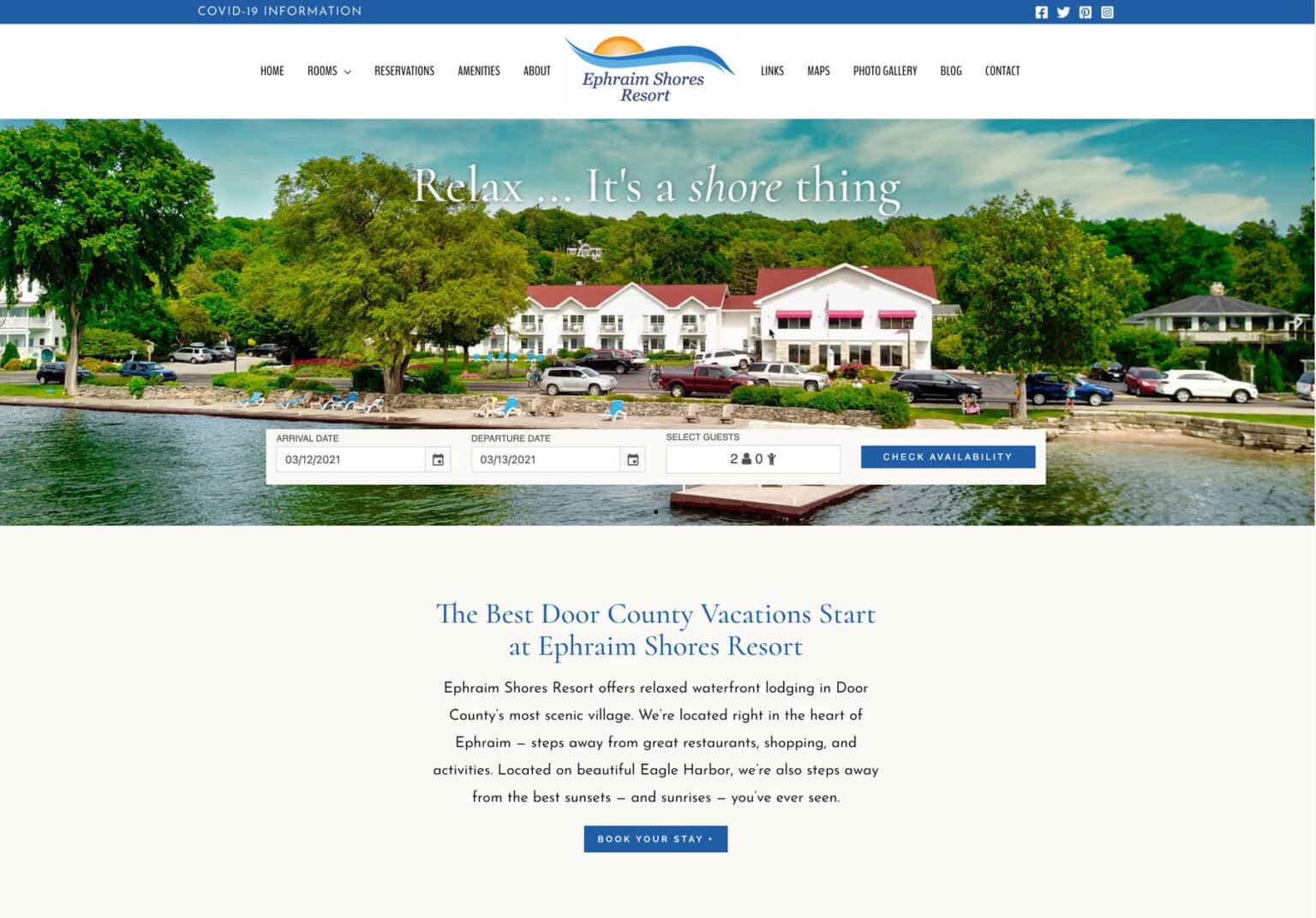Ephraim Shores Resort launches updated website